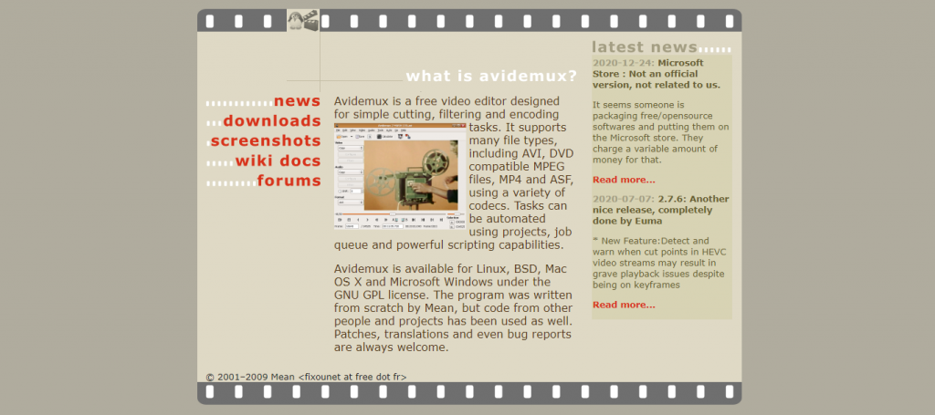 Avidemux homepage