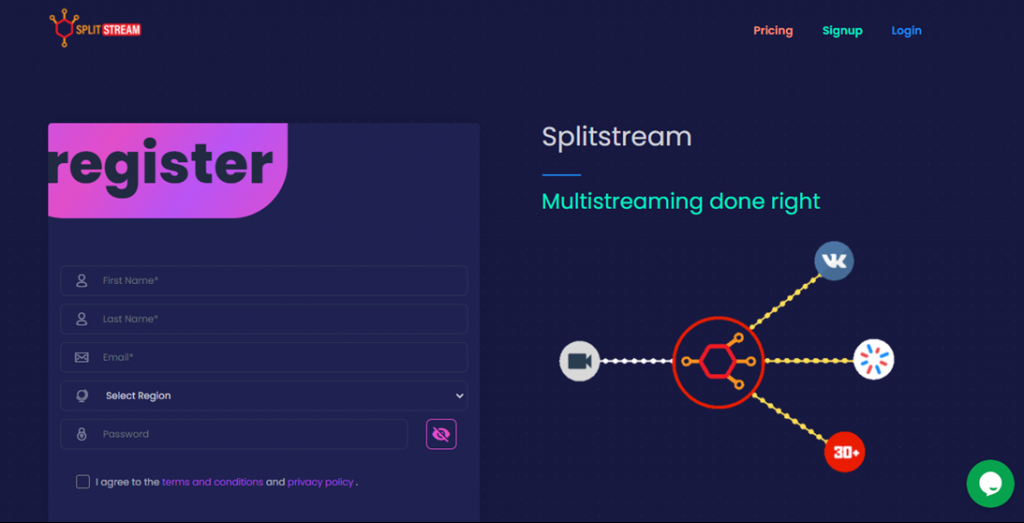 Splitstream homepage