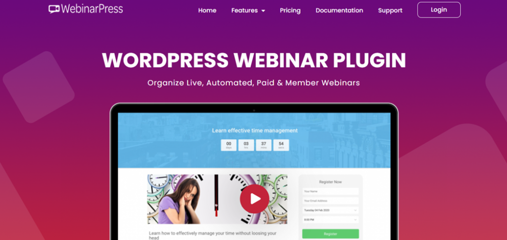 WebinarPress homepage