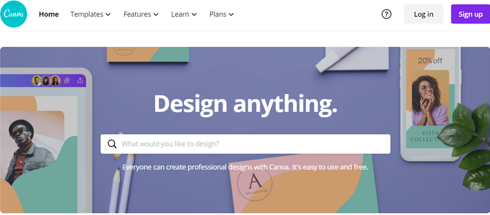 Canva homepage