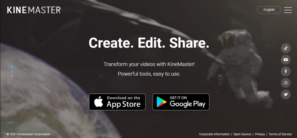 KineMaster landing page