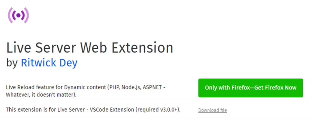 Live Server Web Extension icon and name