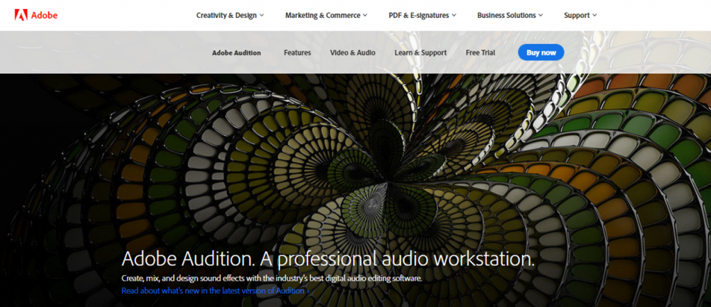 Adobe Audition homepage