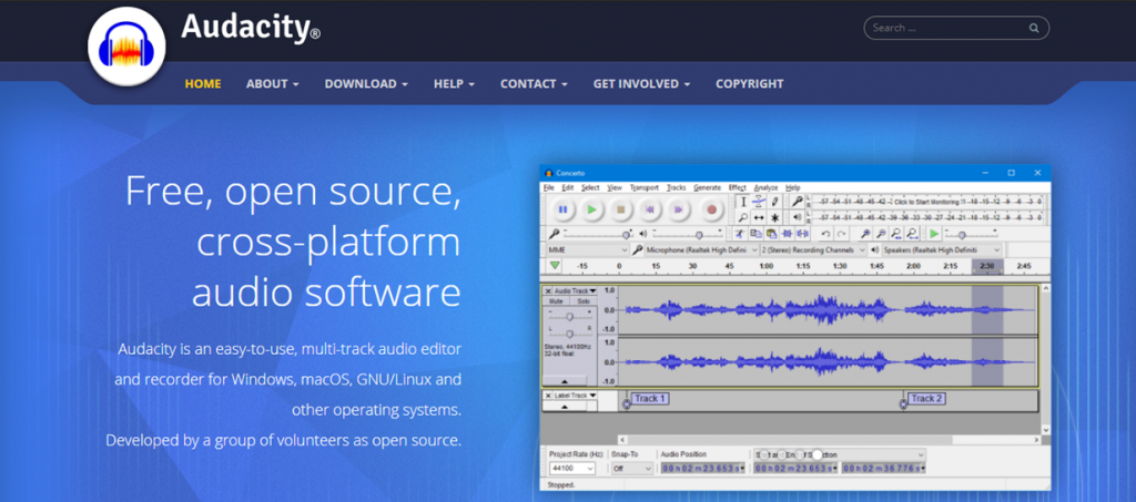 Audacity homepage