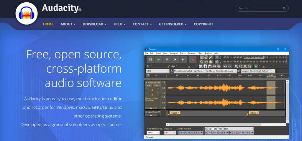 Audacity homepage