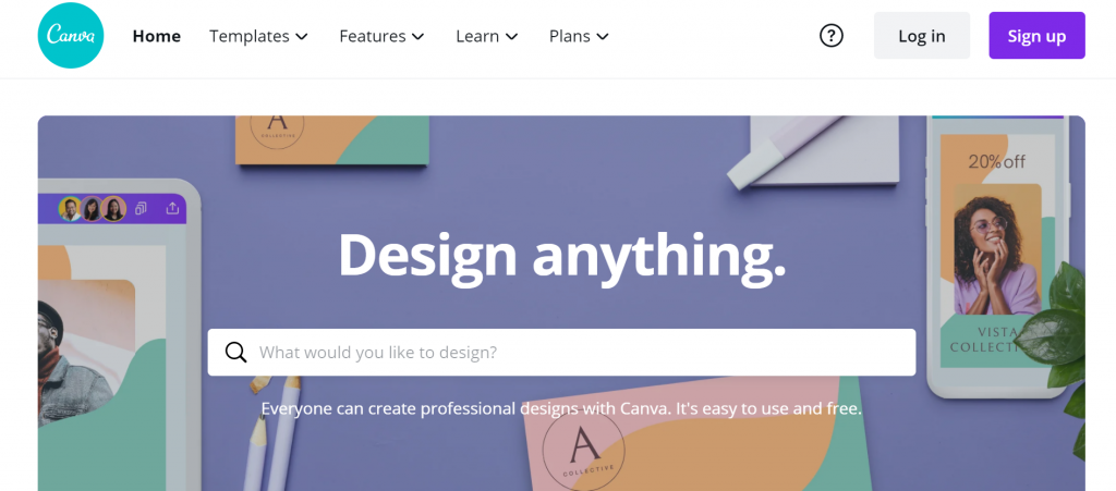 Canva homepage