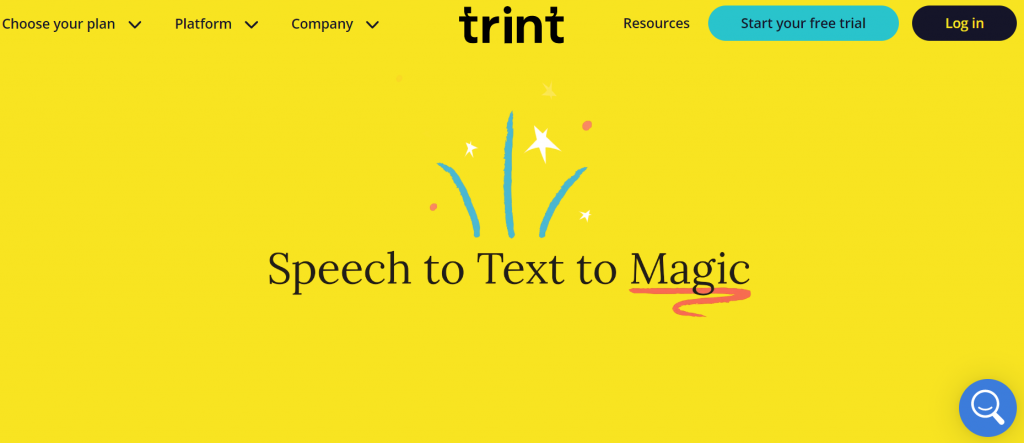 Trint landing page