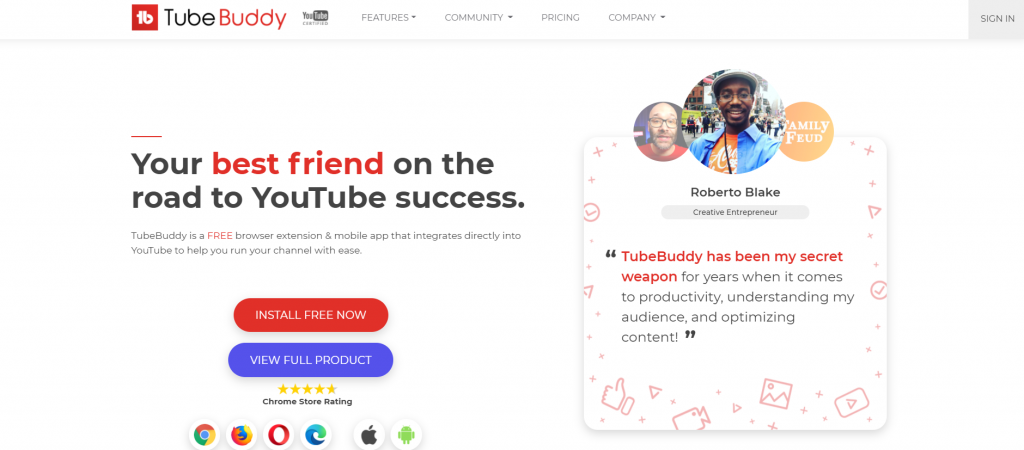 TubeBuddy homepage