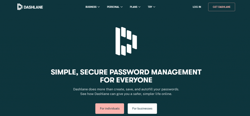 Dashlane homepage