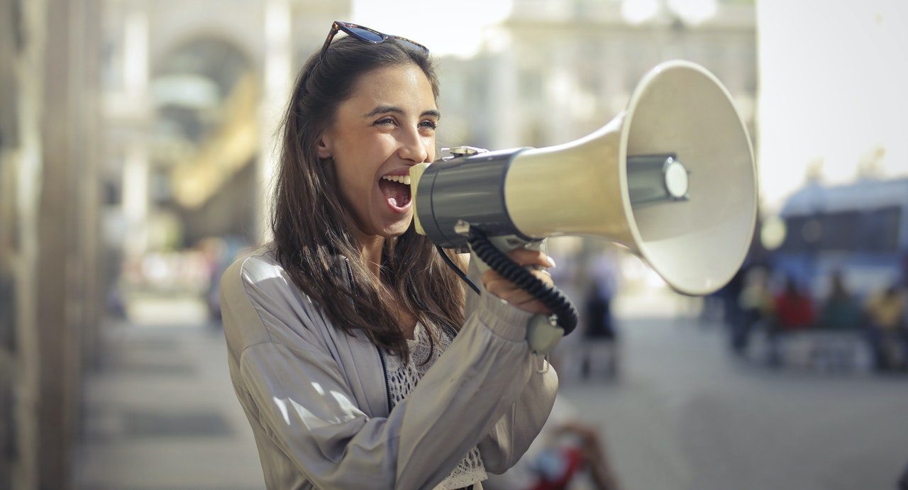 Woman with megaphone