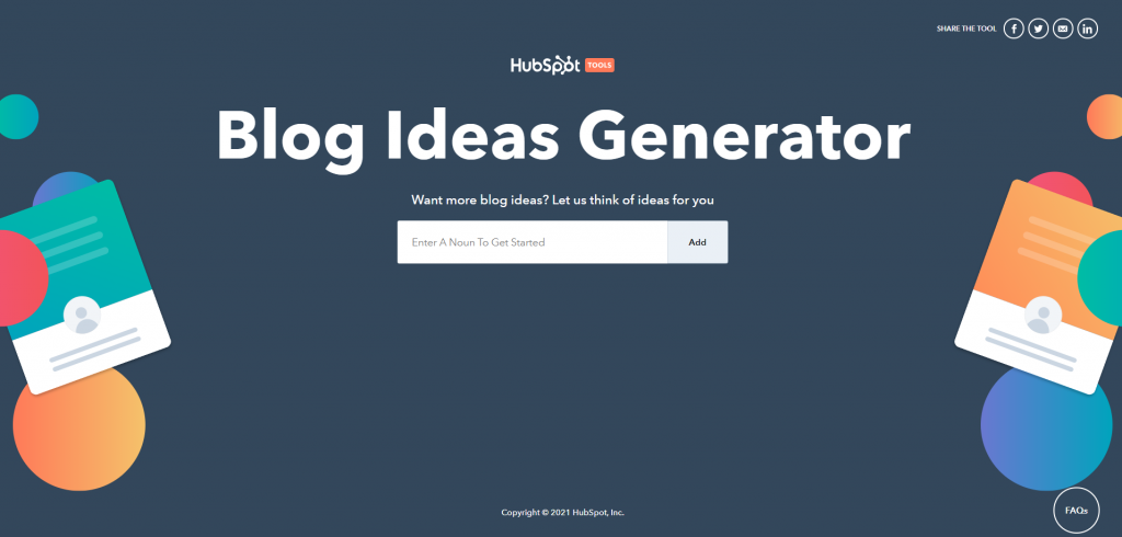 Hubspot Blog Idea Generator website