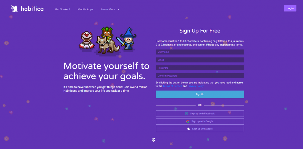 Habitica homepage