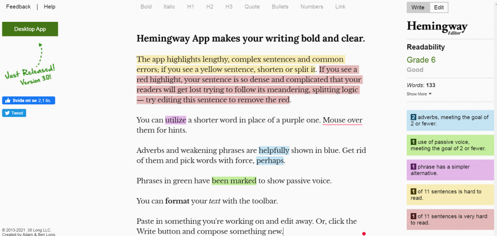 Hemingway homepage