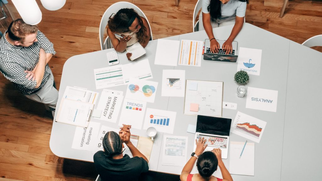 People in the office discussing a project