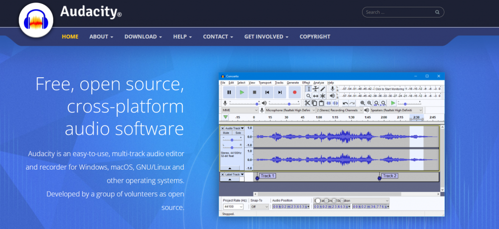 Audacity homepage