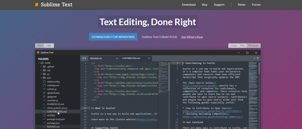 Sublime Text homepage