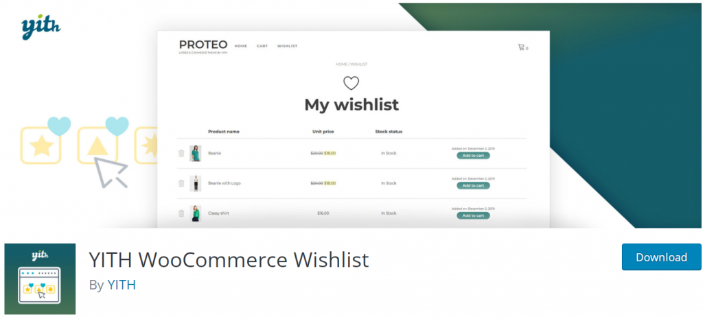 YITH WooCommerce Wishlist banner