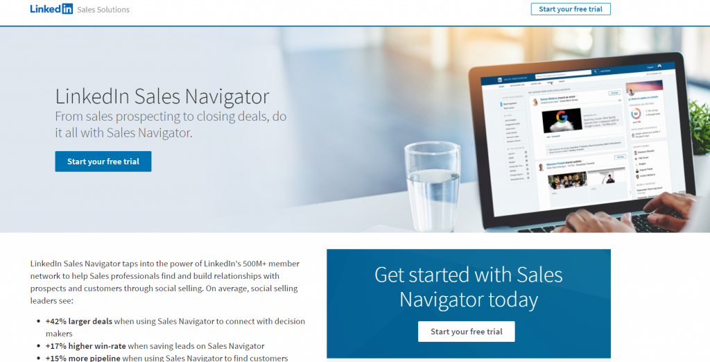 LinkedIn Sales Navigator homepage