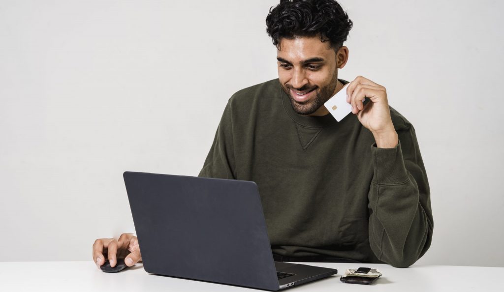 Man holding his credit card