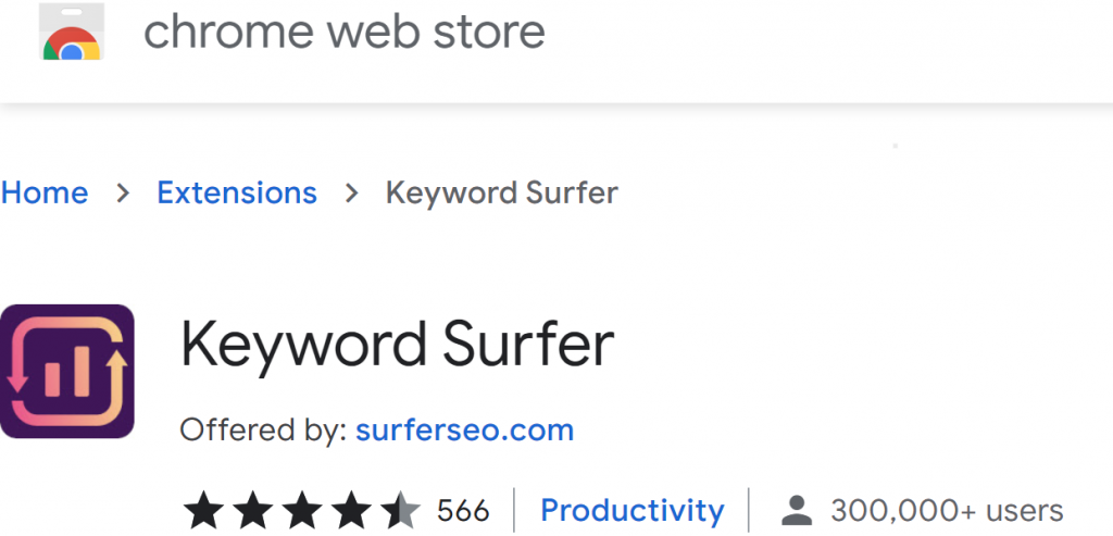 Keyword Surfer icon and name