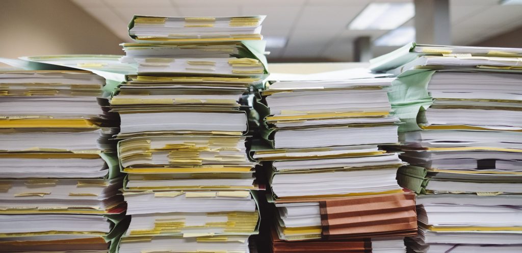 stack of books on table