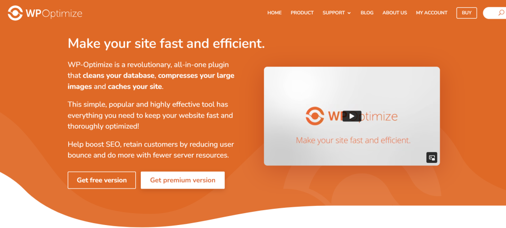 WP Optimize homepage